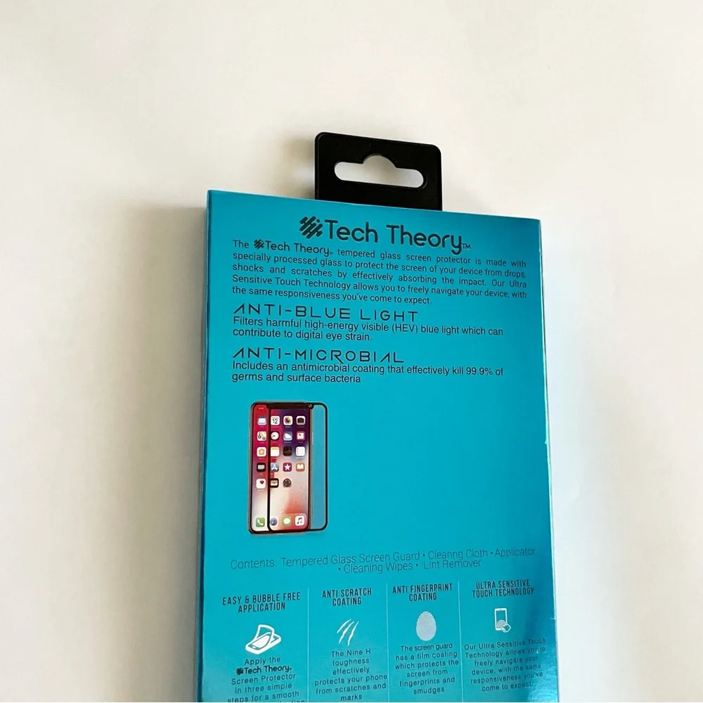 iPhone 11P X Xs Germ Shield Tempered Glass Screen Protector Anti Blue-Light Full